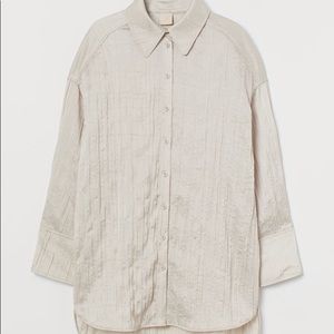 H&M Oversized Satin Shirt Light Beige